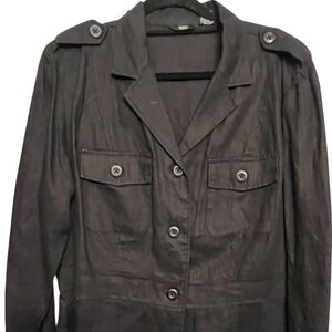Mossimo Supply & Co size XL black linen look military jacket ,pockets NWT